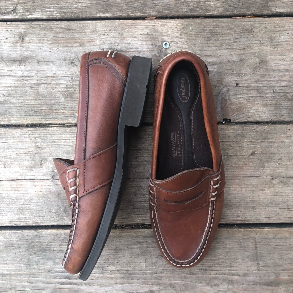 Rockport men’s brown leather penny loafers 8.5